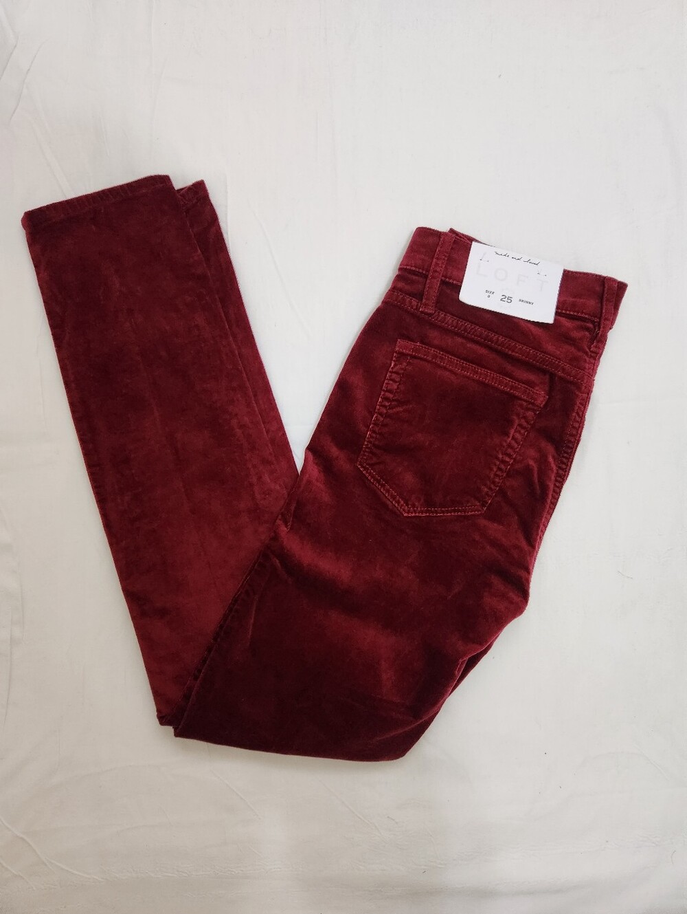 LOFT Burgundy Velvet Skinny Pants